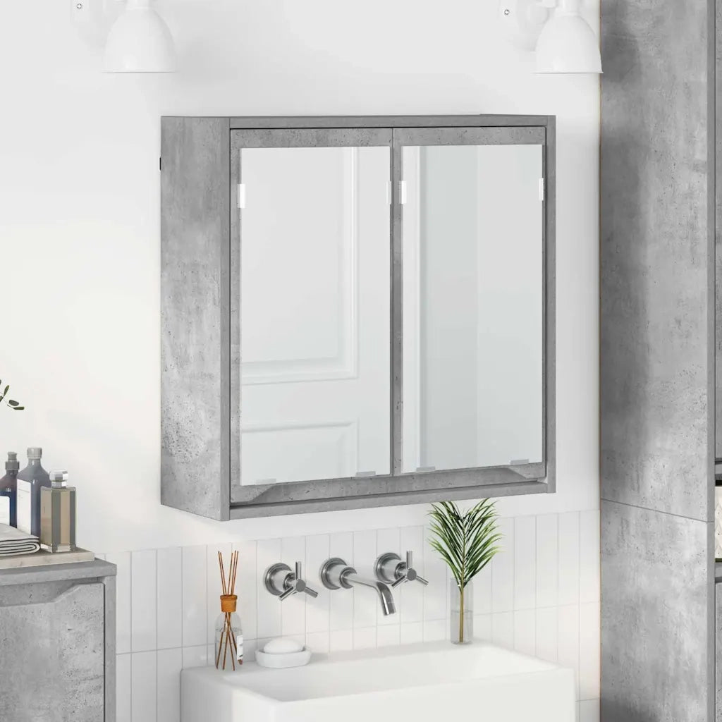 Mobiletto per specchio da bagno Grigio cemento 60 x 20 x 60 cm