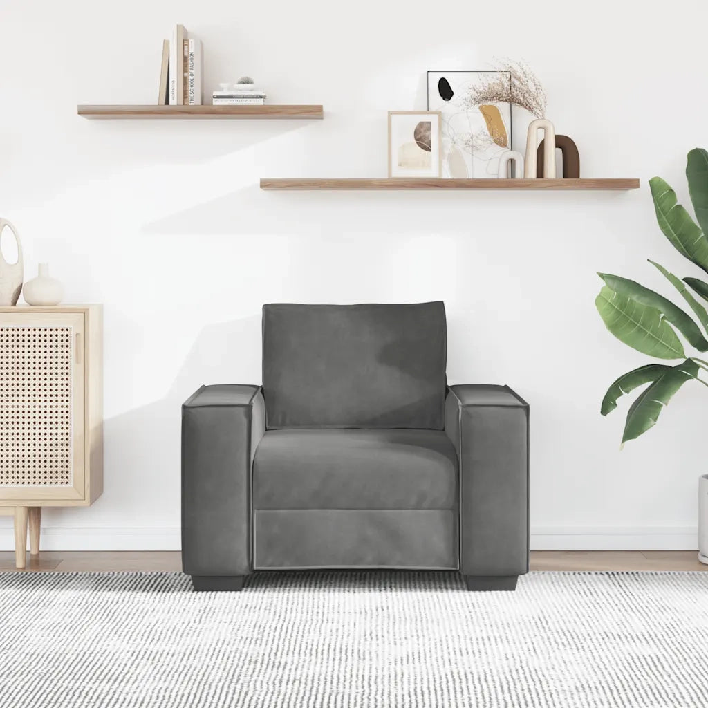 Divano Sedia-Poltrona-Sofa Relax Grigio Scuro 60 cm Velluto 154433