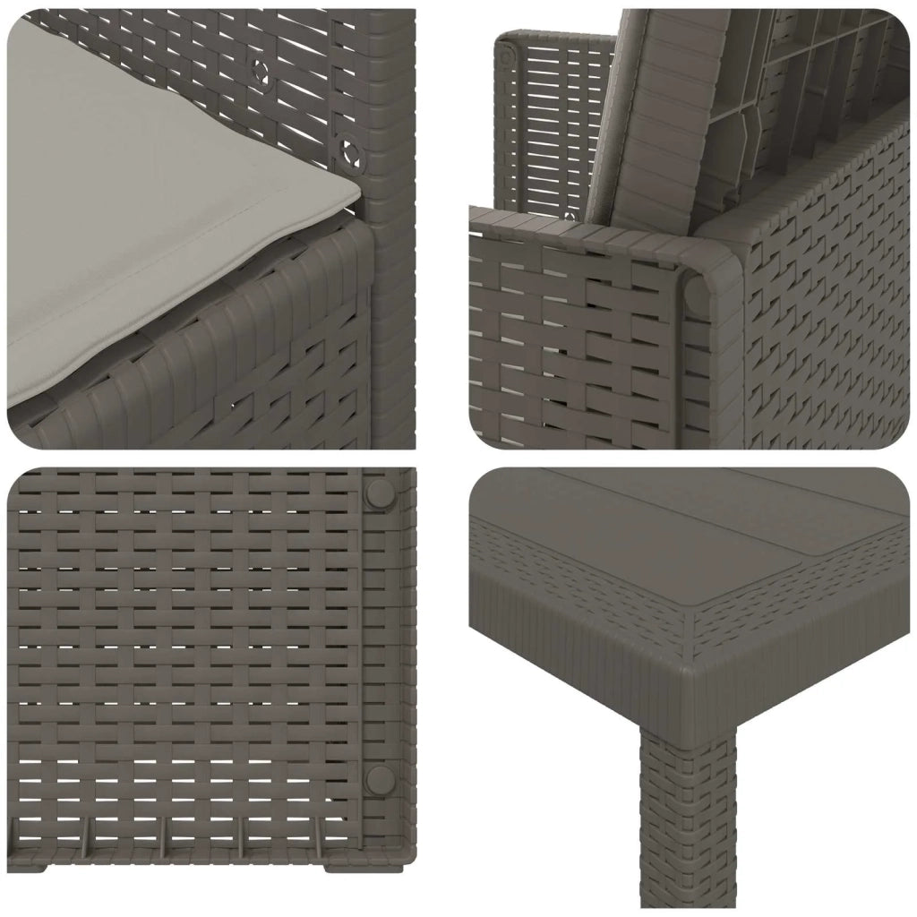 Set da Pranzo per Giardino con cuscino 7 pcs Grigio Chiaro PP