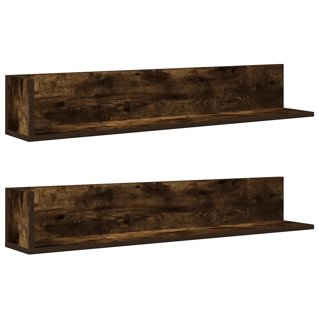 Mensole Parete 2pz Rovere Fumo 100x16,5x16,5 cm in Truciolato 860044