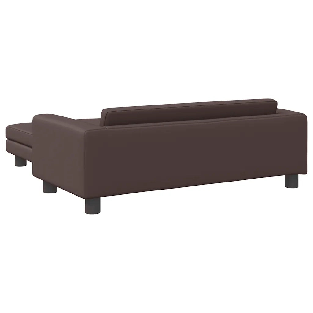 Divano Bambini con Poggiapiedi-Sofa-Divanetto Bambini Marrone 100x50x30 cm Similpelle