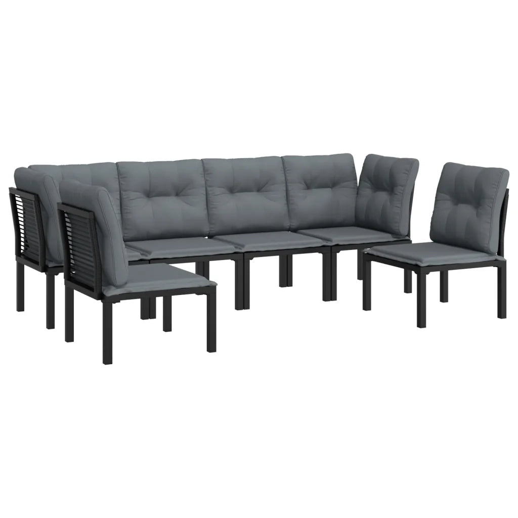 Set Salotto da Giardino 6 pz | Set di Mobili da Esterno in Polyrattan Nero e Grigio