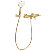 Set di miscelatori per vasca da bagno montati a muro, in ottone oro, soffione doccia a bocca singola con kit di interruttori