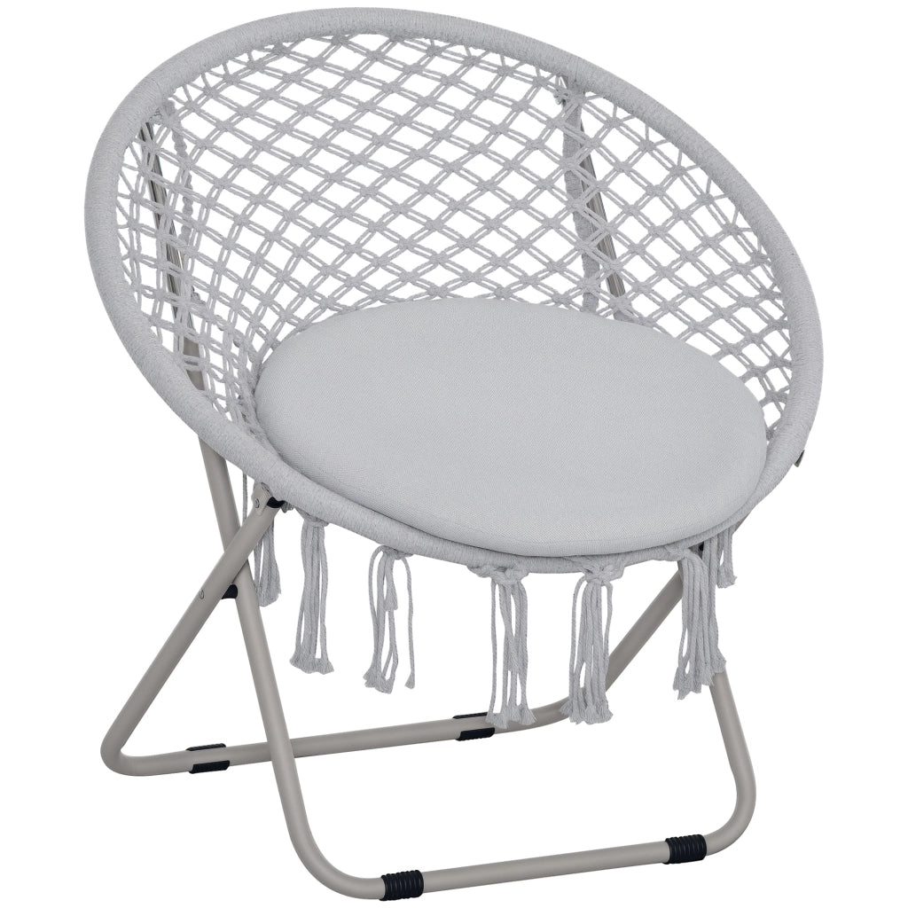 Poltrona a dondolo in rattan ¨C Zephmum ¨C Grigio, 80x90x100 cm