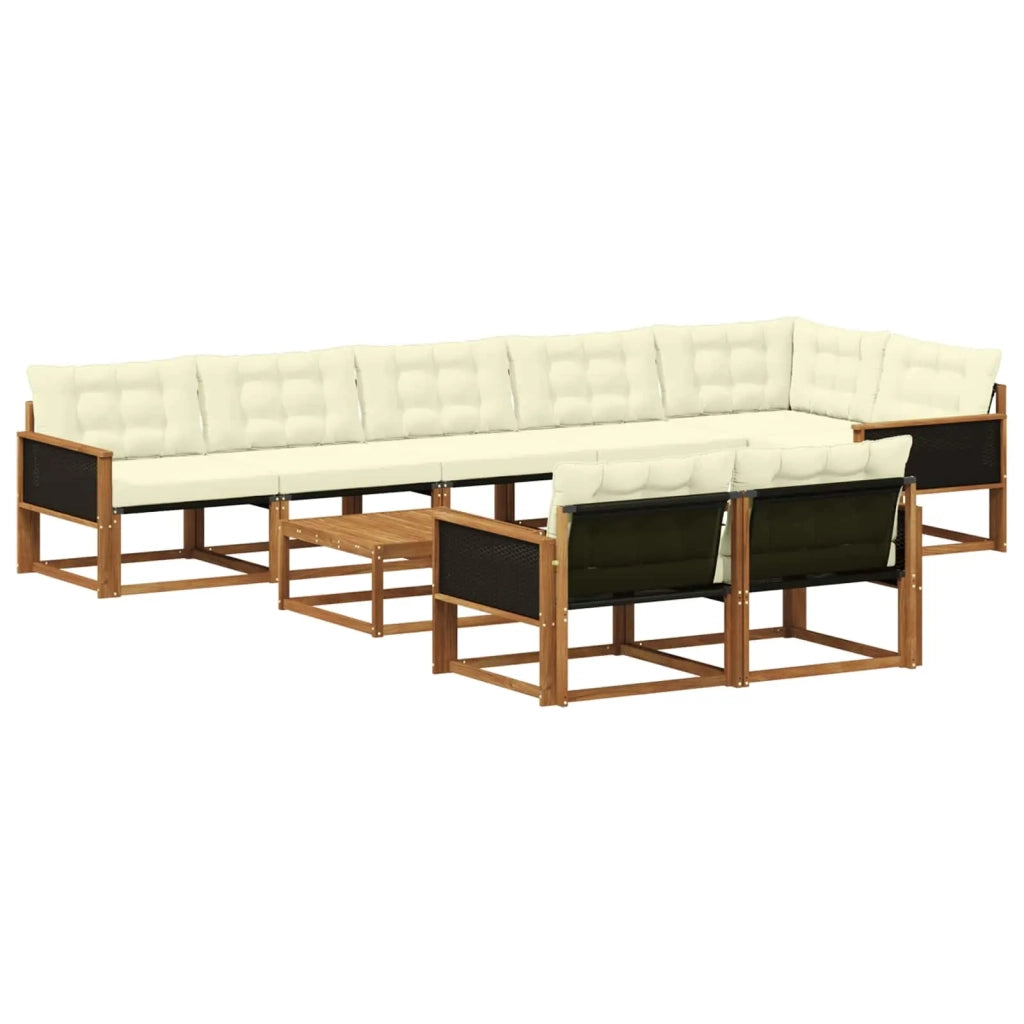 Set di divani da esterno con cuscino 9 pcs Naturale e Crema