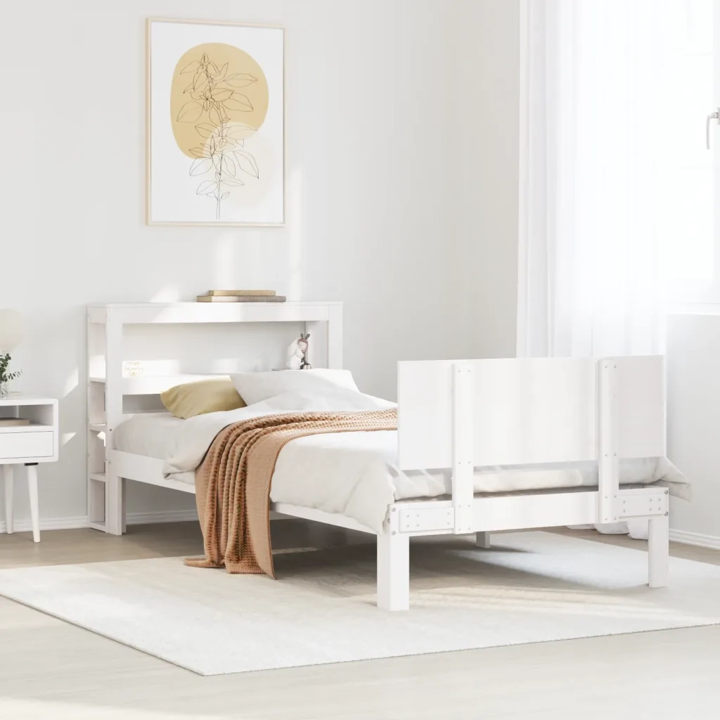 vidaXL Giroletto con Testiera senza Materasso Bianco 90x200 cm