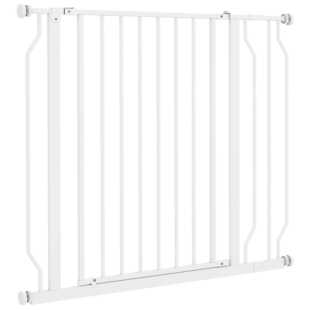 Barriera per Cani con Porta Aggiustabile 75-95 cm ¨C Zephmum ¨C Bianco