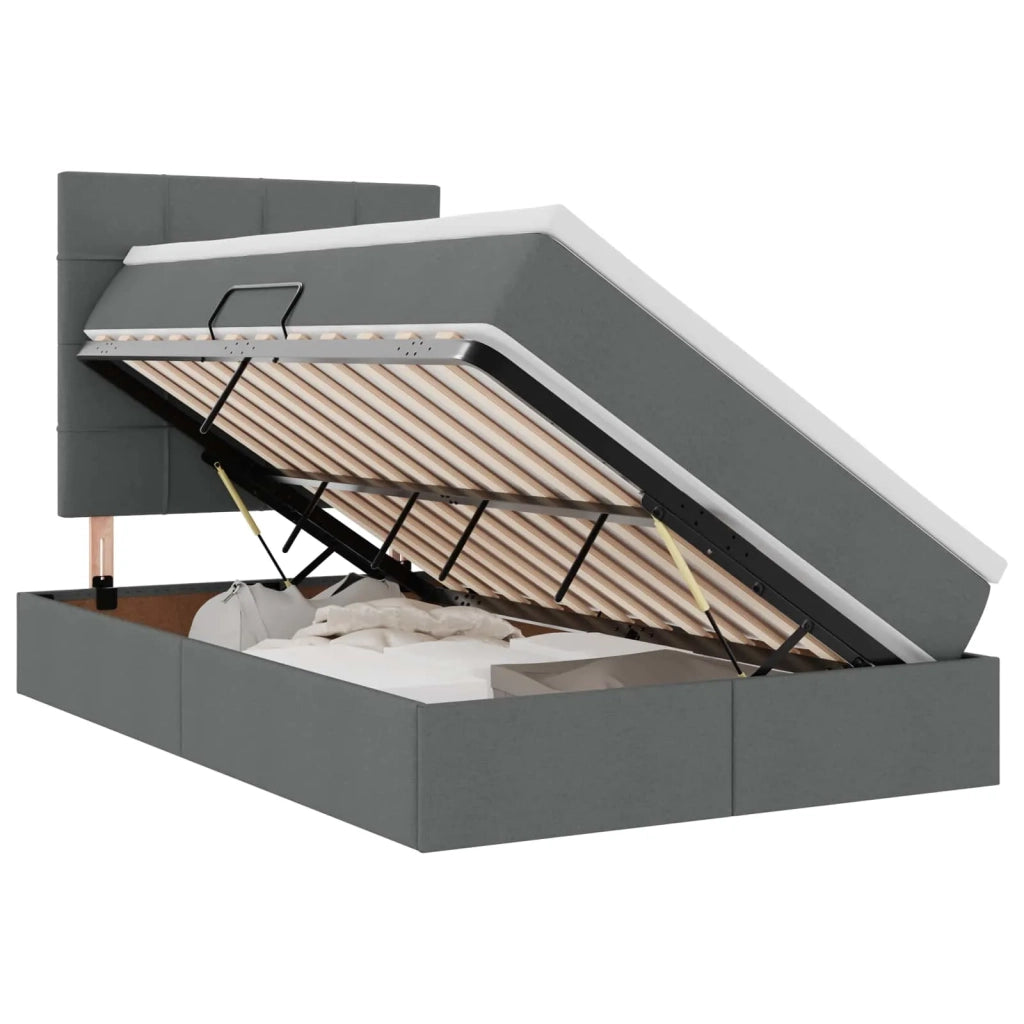 Letto con contenitore e LED con led Grigio scuro 120 x 190 cm