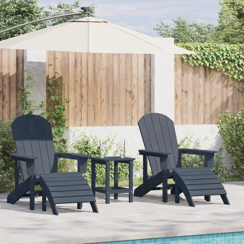 Set di Lounge da Giardino  3 Pezzi Blu Navi HDPE