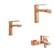 Set miscelatori lavabo 13cm bidet miscelatore esterno vasca rame spazzolato | Margot