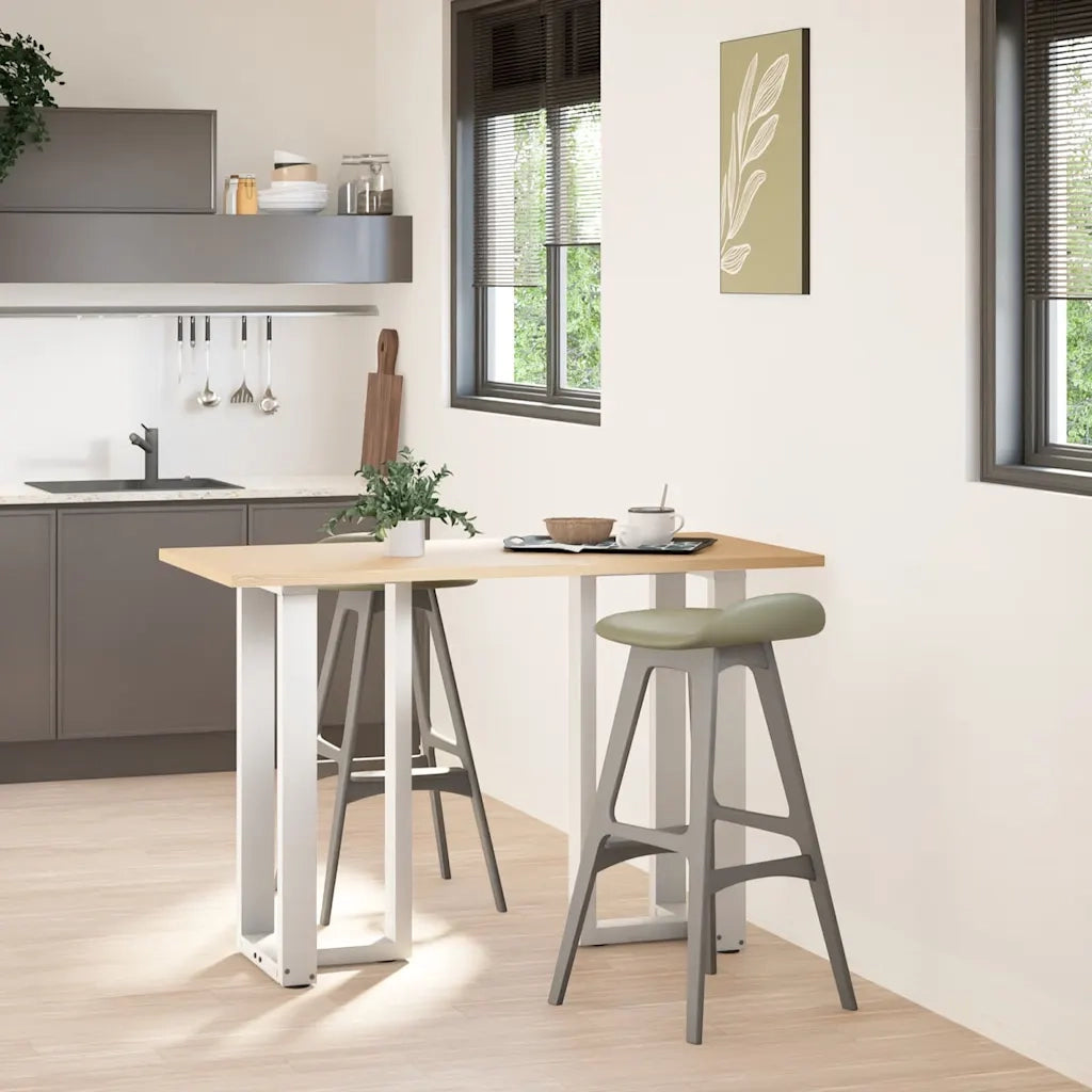 Gambe per tavolo da bar a forma di T 2 pz bianche 40x35x(90-91) cm in acciaio