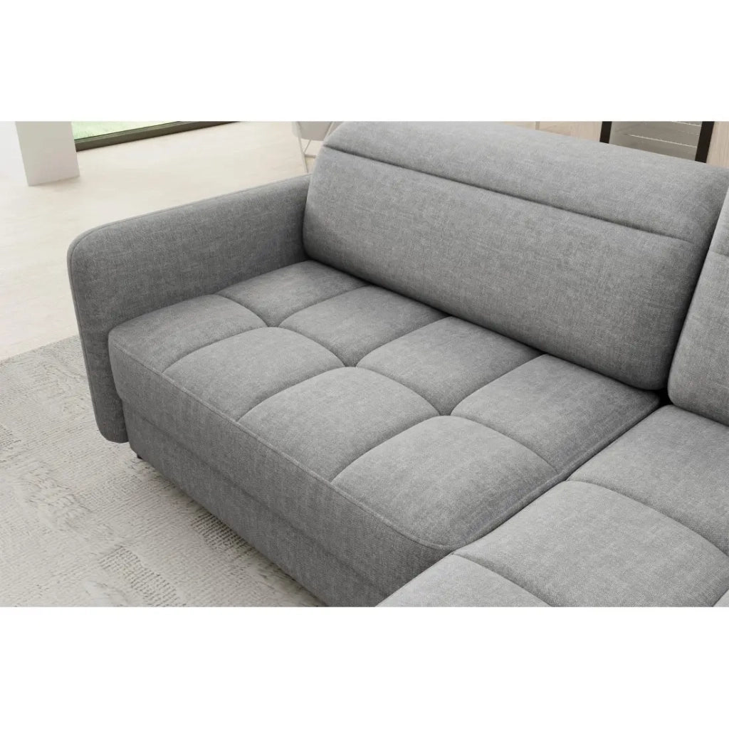 Divano angolare destro convertibile BARNEA 208 cm grigio melange con contenitore