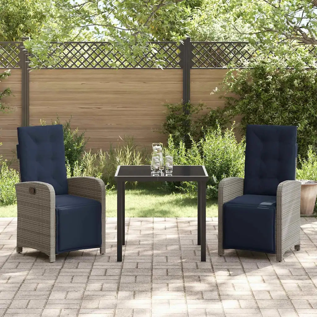 Set da Pranzo per Giardino con cuscino 3 pcs Grigio polyrattan 3380358