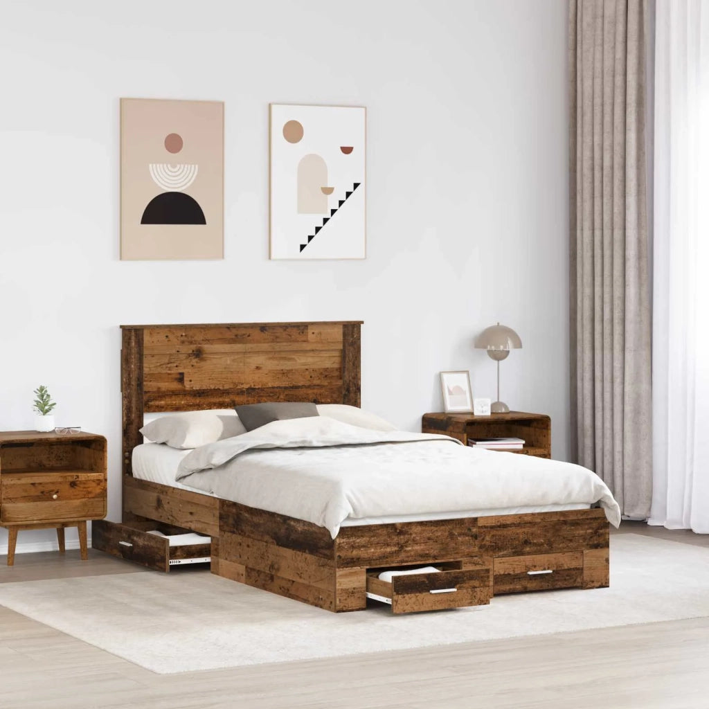 Struttura del letto con testiera Legno vecchio 120 x 190 cm