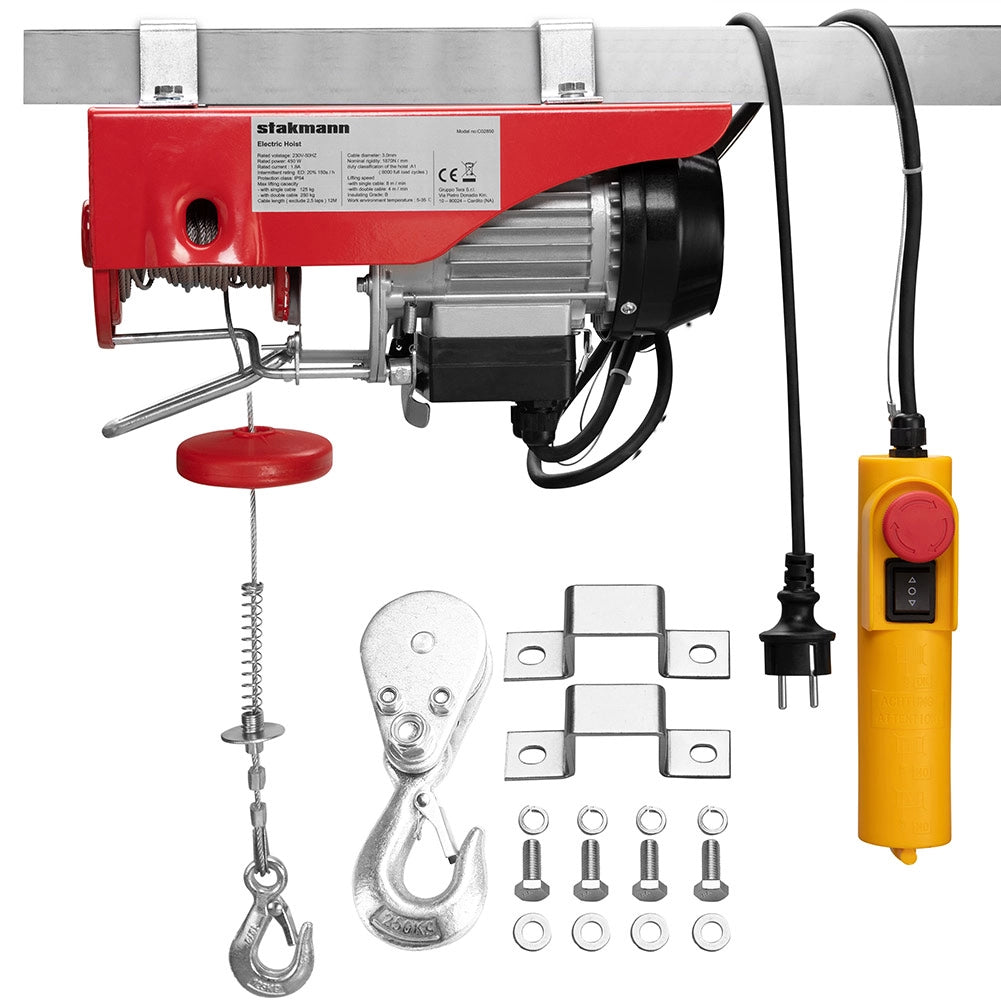 Argano Montacarico Paranco Elettrico Verricello Sollevatore Carico 125 - 250 kg Rosso