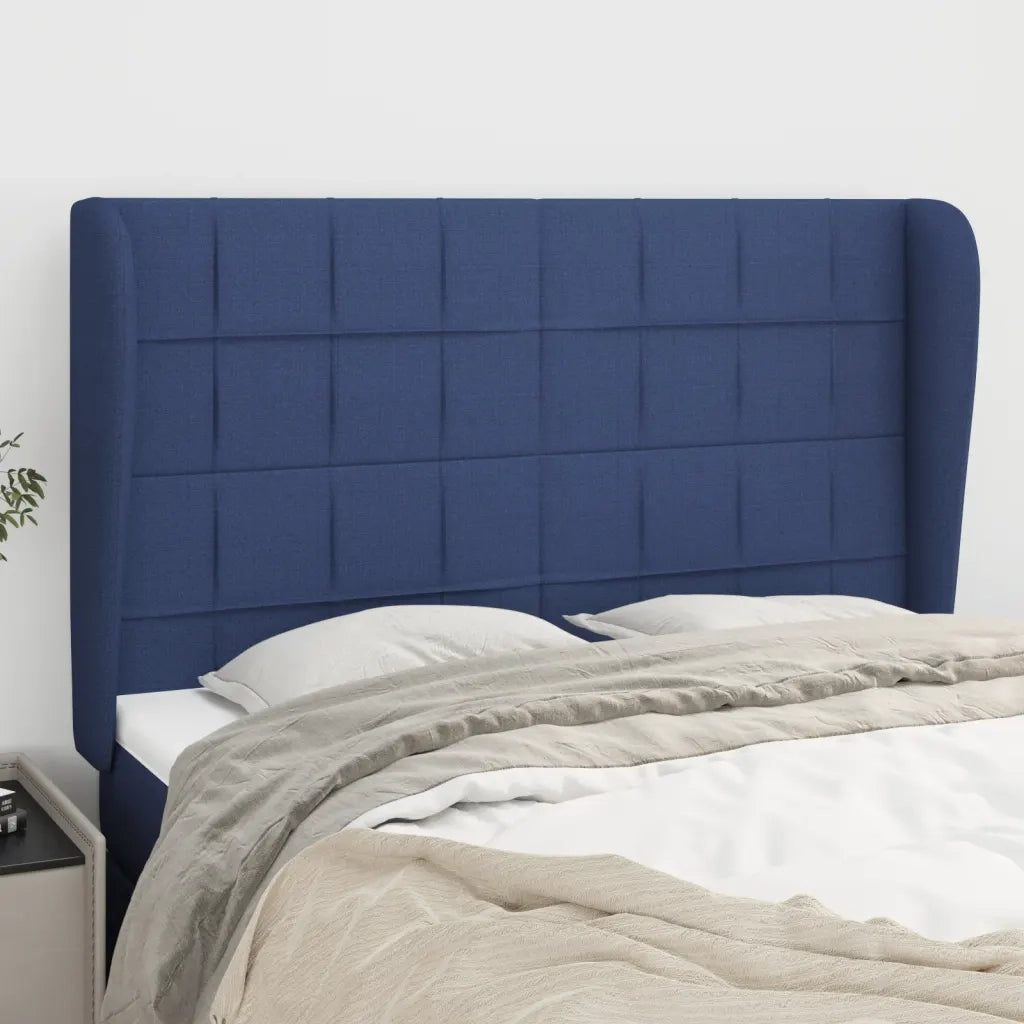 Testiera | Testata ad Orecchio Blu 147 x 23 x 118/128 cm in Tessuto