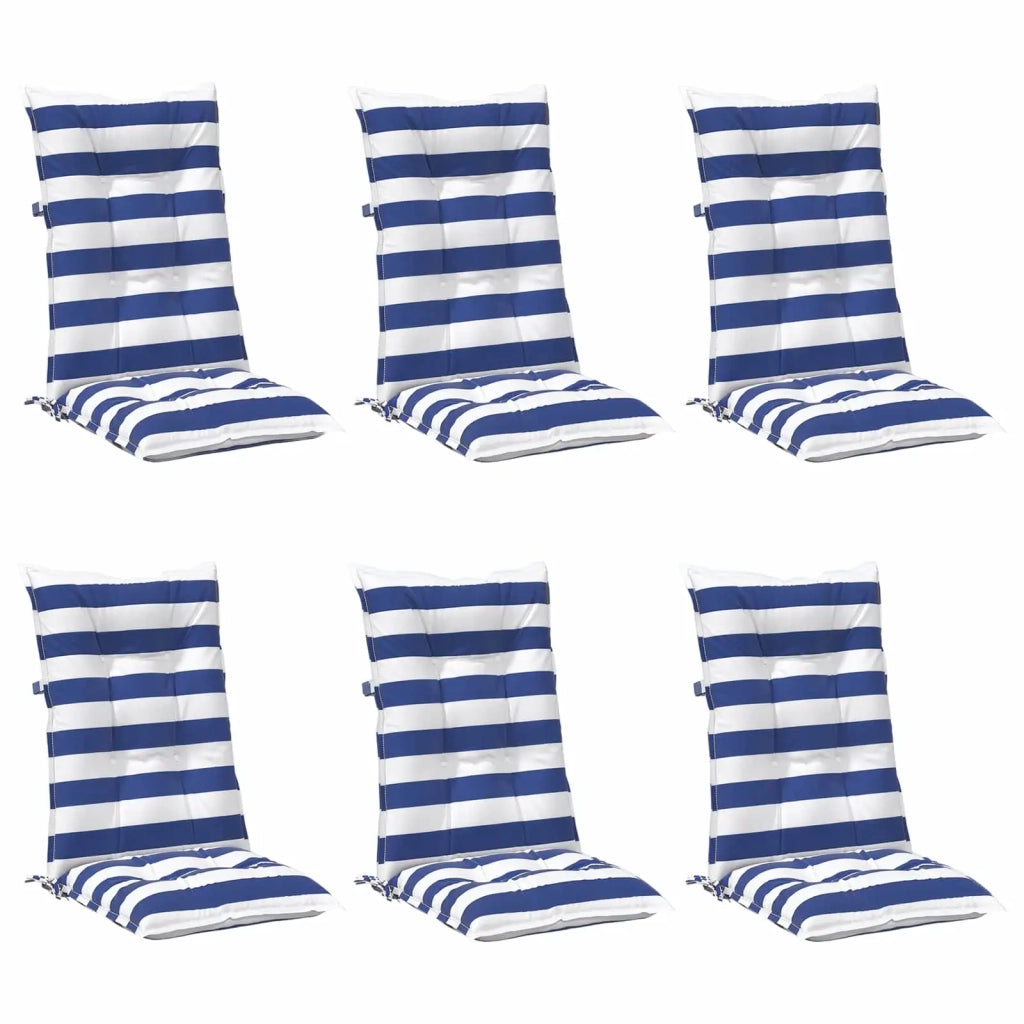 Cuscino da Esterno 6 pcs Blu e Bianco 120 x 50 x 7 cm Tessuto 42040529