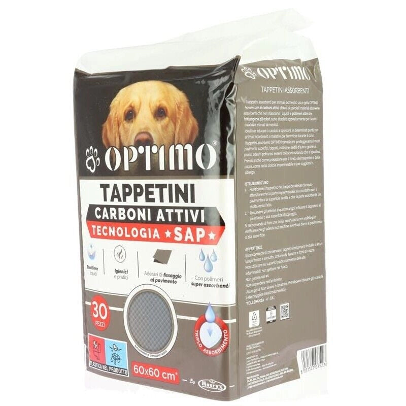 OPTIMO PET TAPPETINO 60X60 CM IN CONFEZIONE DA 30PZ CON CARBONI ATTIVI