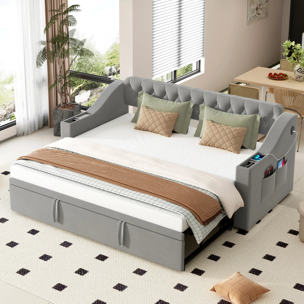 Letto poltrona trasformabile in letto samto grigio 90x190 cm