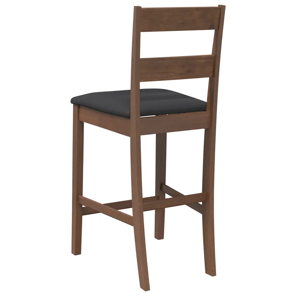 Sgabelli da Bar con Cuscini 2pz Marrone Legno Massello di Hevea 4102556