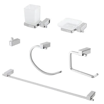 Set accessori a muro 6 pezzi in acciaio cromato e viti incluse  Unica