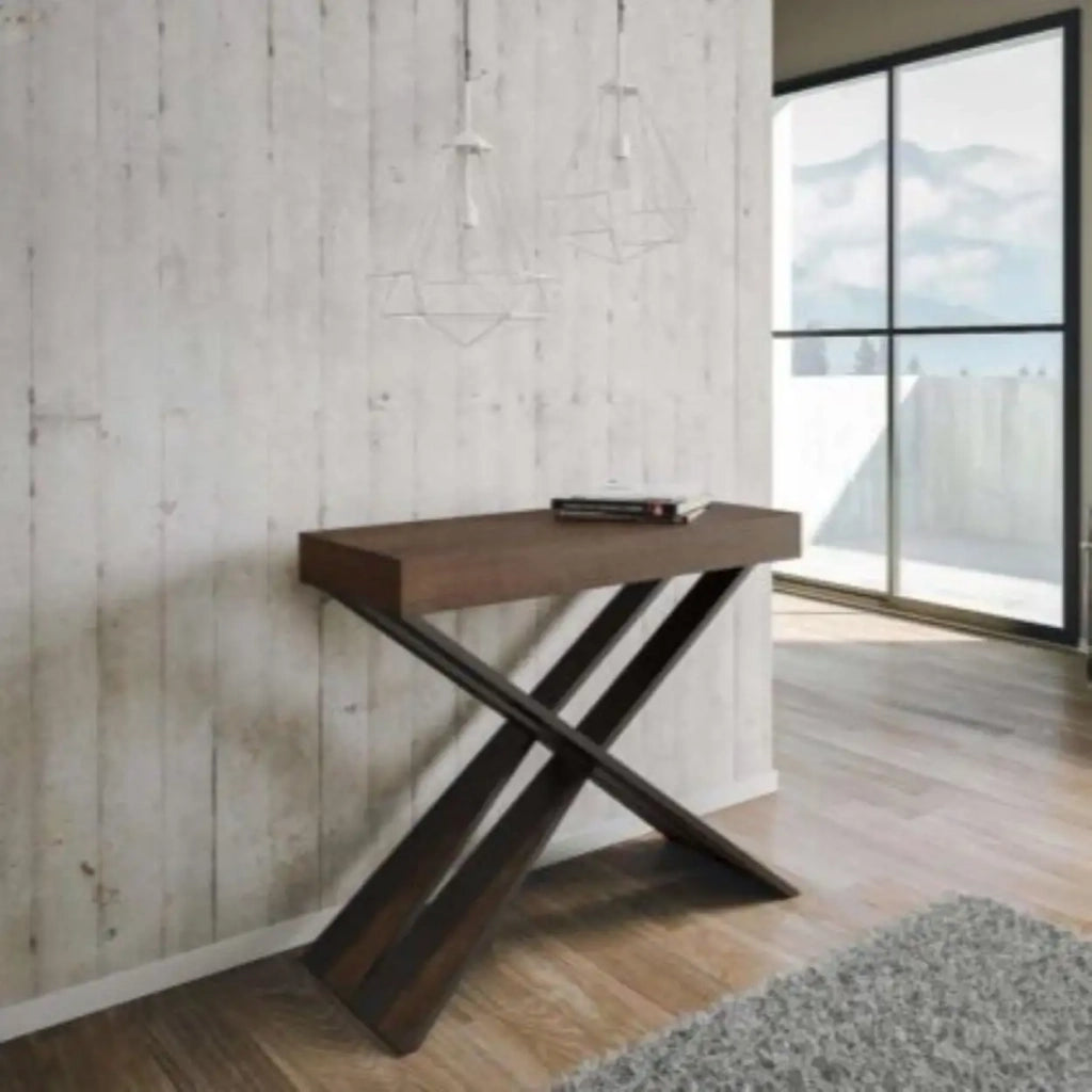Consolle allungabile 90x40/196 cm Diago Small noce gambe antracite