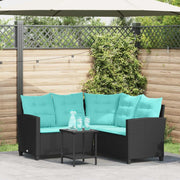 Divano da giardino 2 pcs Nero e Turchese Poly Rattan