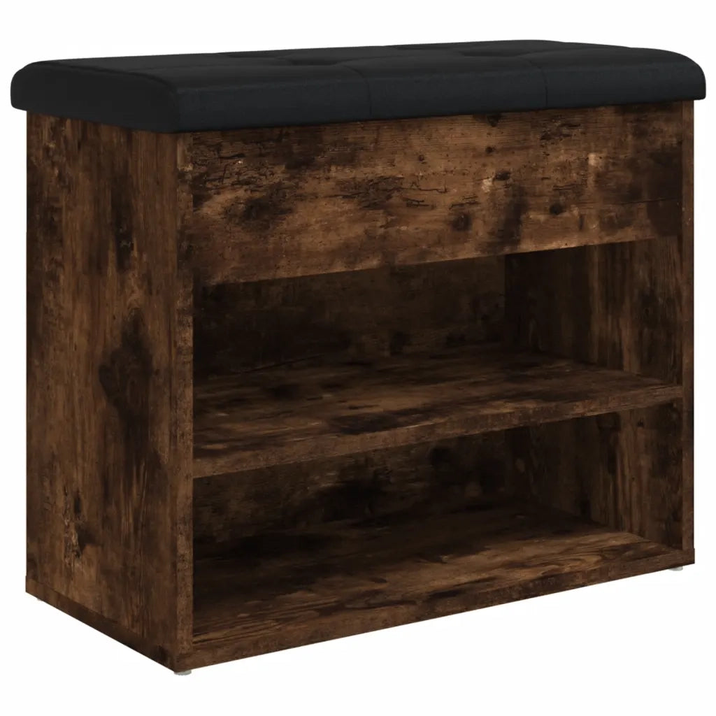 Panca Porta Scarpe-Sgabello-Panca Scarpiera Rovere Fumo 62x32x50 cm Legno Multistrato