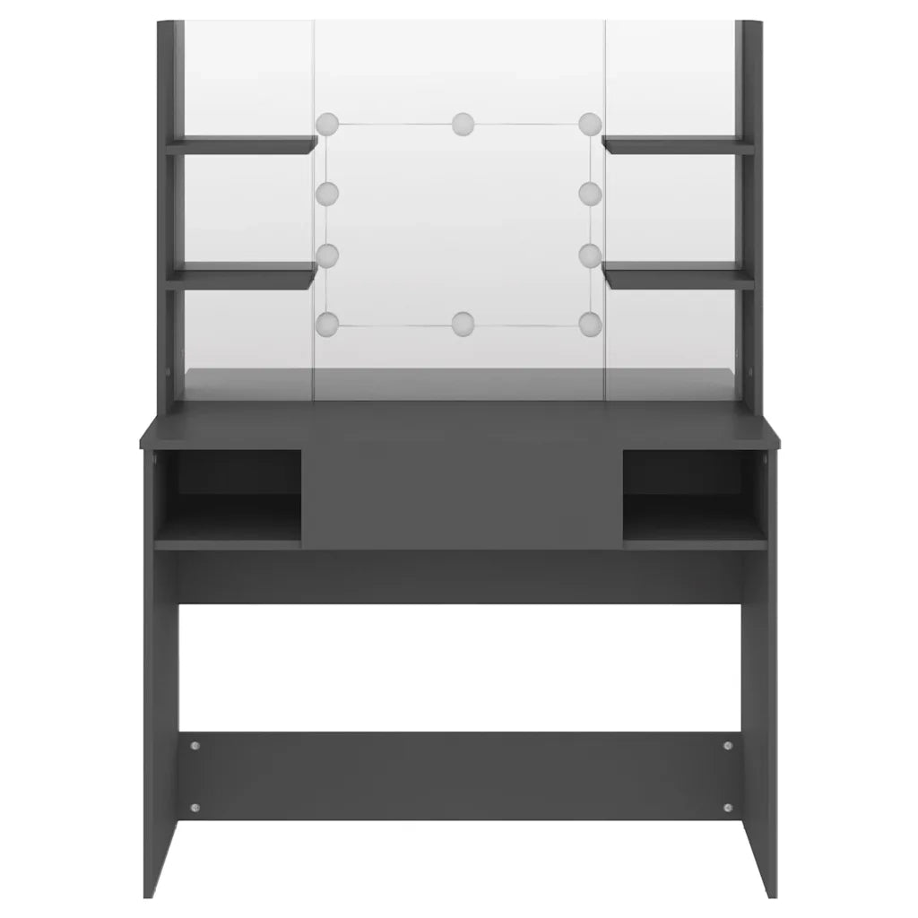 Toeletta | Tavolo da Trucco con Luci LED 100x40x135 cm in MDF Grigia