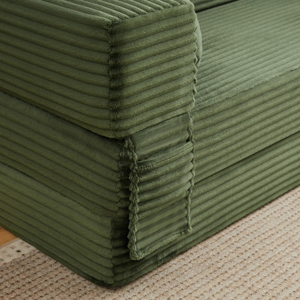 Divano trasformabile in schiuma con funzione letto, design quadrato, in Schiuma, Verde