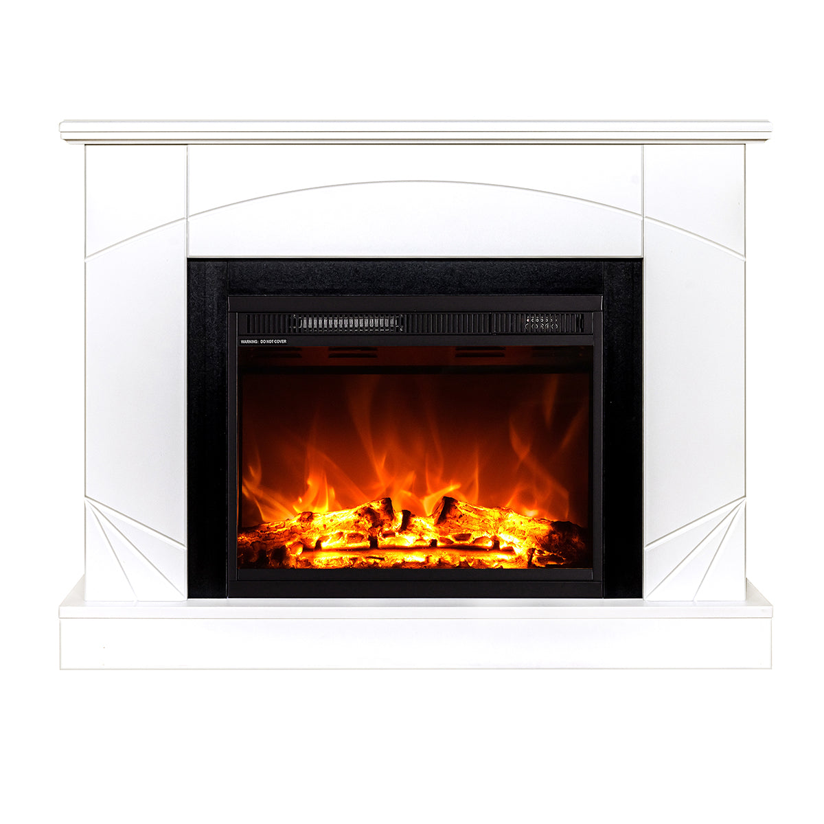 Camino Elettrico da Pavimento 85x110x27 cm Effetto Fiamma 1500W Madeira & Lorance Noce