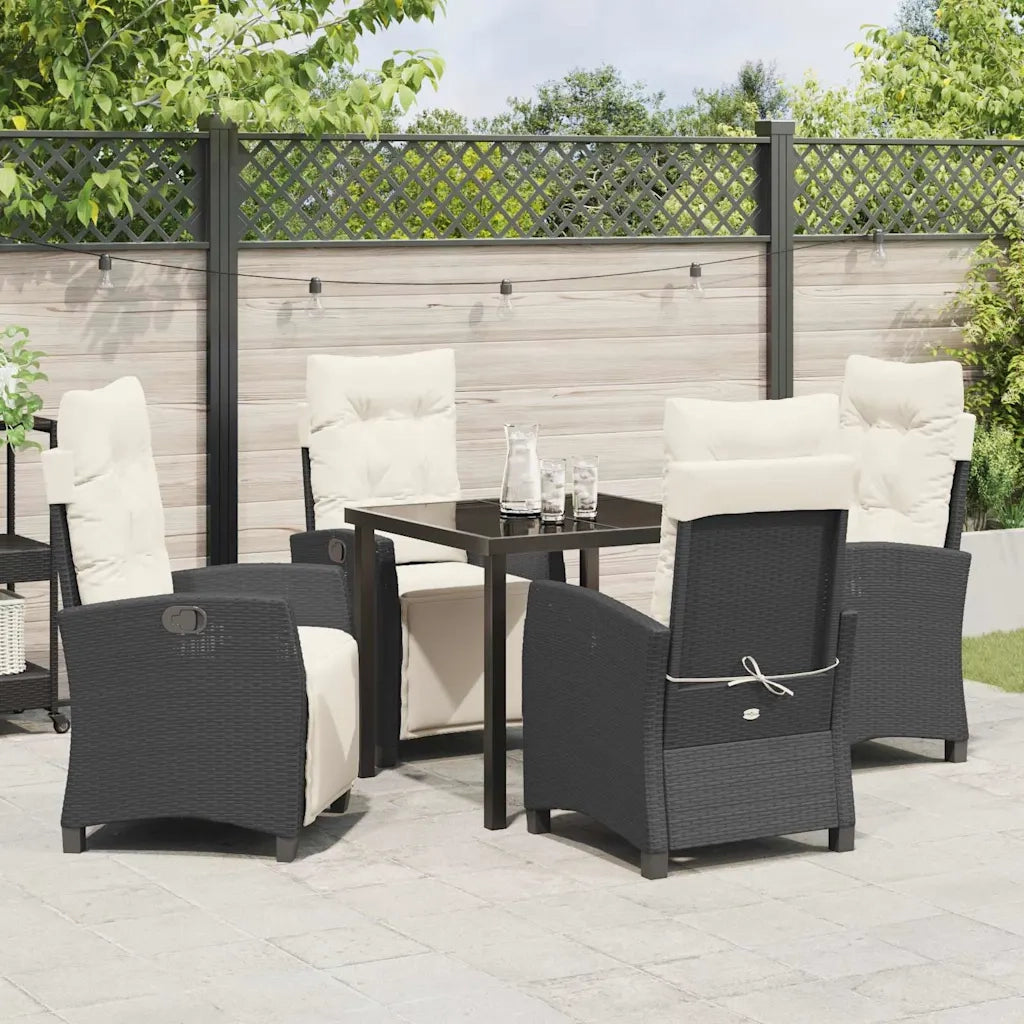 Set da Pranzo per Giardino con cuscino 5 pcs Nero polyrattan 3380415