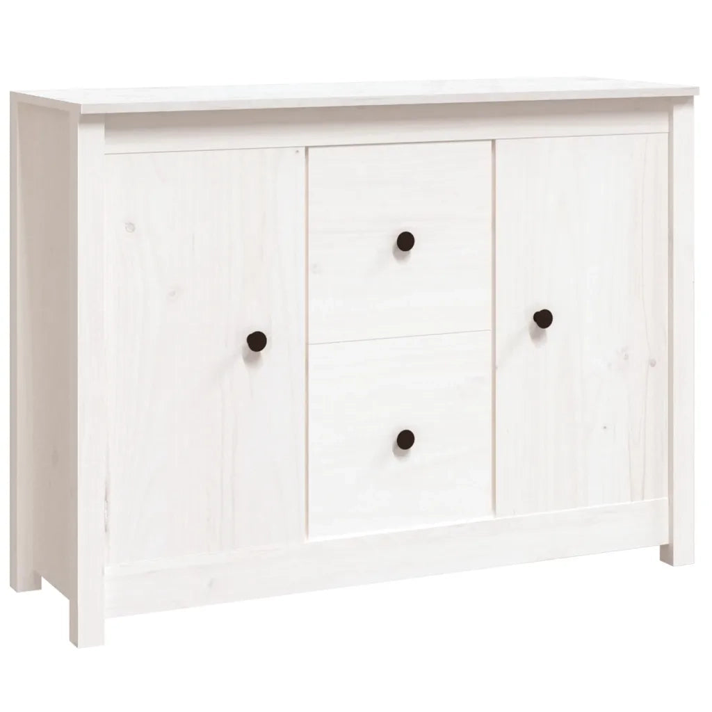 Credenza Bianca 100x35x74 cm in Legno Massello di Pino 814565