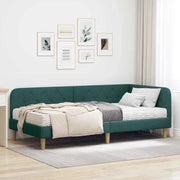 Cornice del letto ad angolo Verde Scuro 90 x 200 cm Tessuto