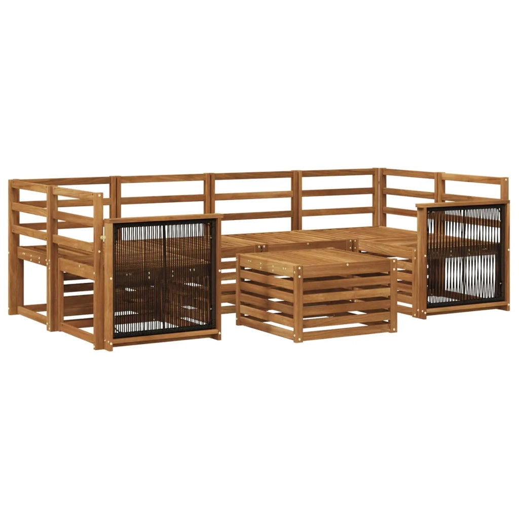 Set di divani da esterno 7 pz Naturale Legno di Acacia Massello 3384080