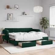 Divano Letto Estraibile Cassetti Verde Scuro 80x200cm Velluto 3197130