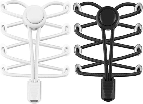 Viti elastiche 120 cm nero, set da 2 - Viti di ricambio per scarpe da ginnastica - Nero-bianco - Adatto per scarpe e altro