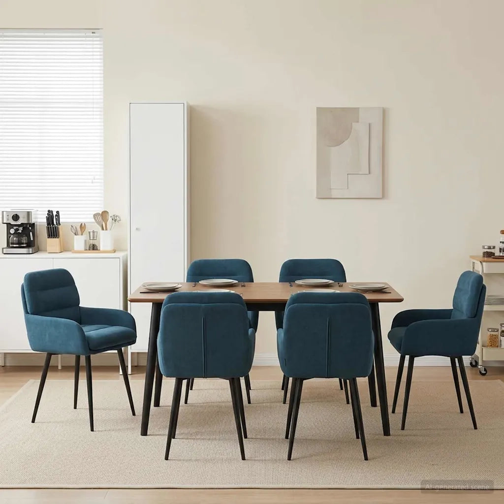 Sedie da pranzo 6 pcs Velluto (V) Blu 59 x 59,5 x 90 cm 3428254