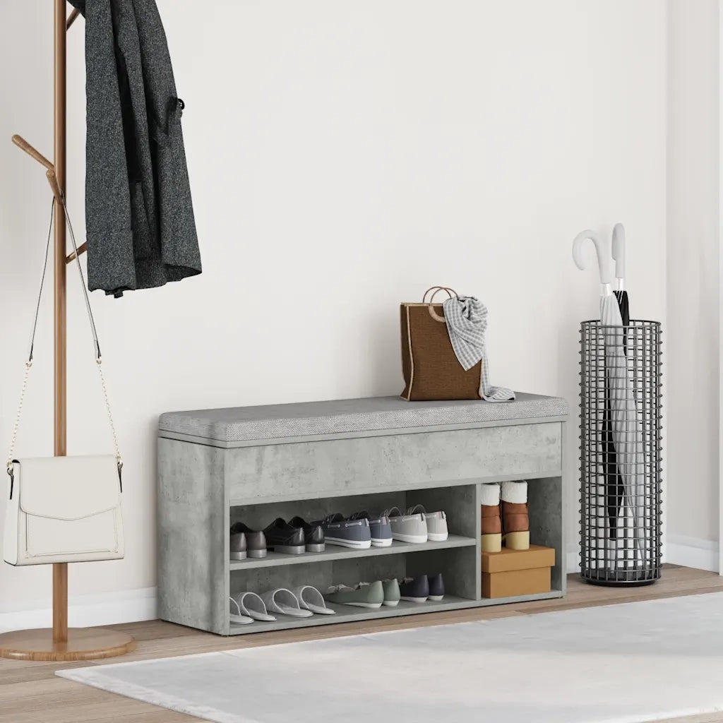 vidaXL Scarpiera Grigio Cemento 102x30,5x45 cm in Legno Multistrato