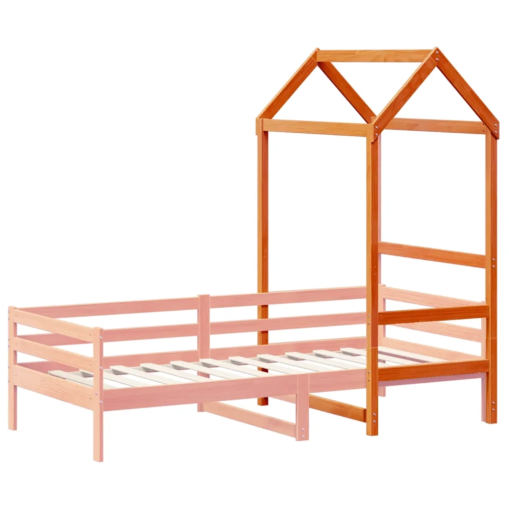 Tetto Letto Bambini Marrone Cera 98x70x176,5 cm Massello Pino