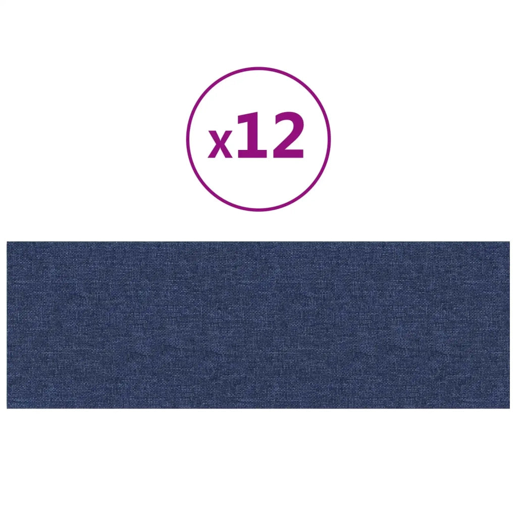 Testiera da Parete 12 pcs Blu 90 x 30 cm Tessuto 42020543