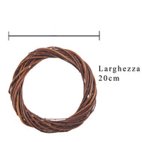 Set 9 Coroncine Naturale di Rattan Larghezza 20 cm