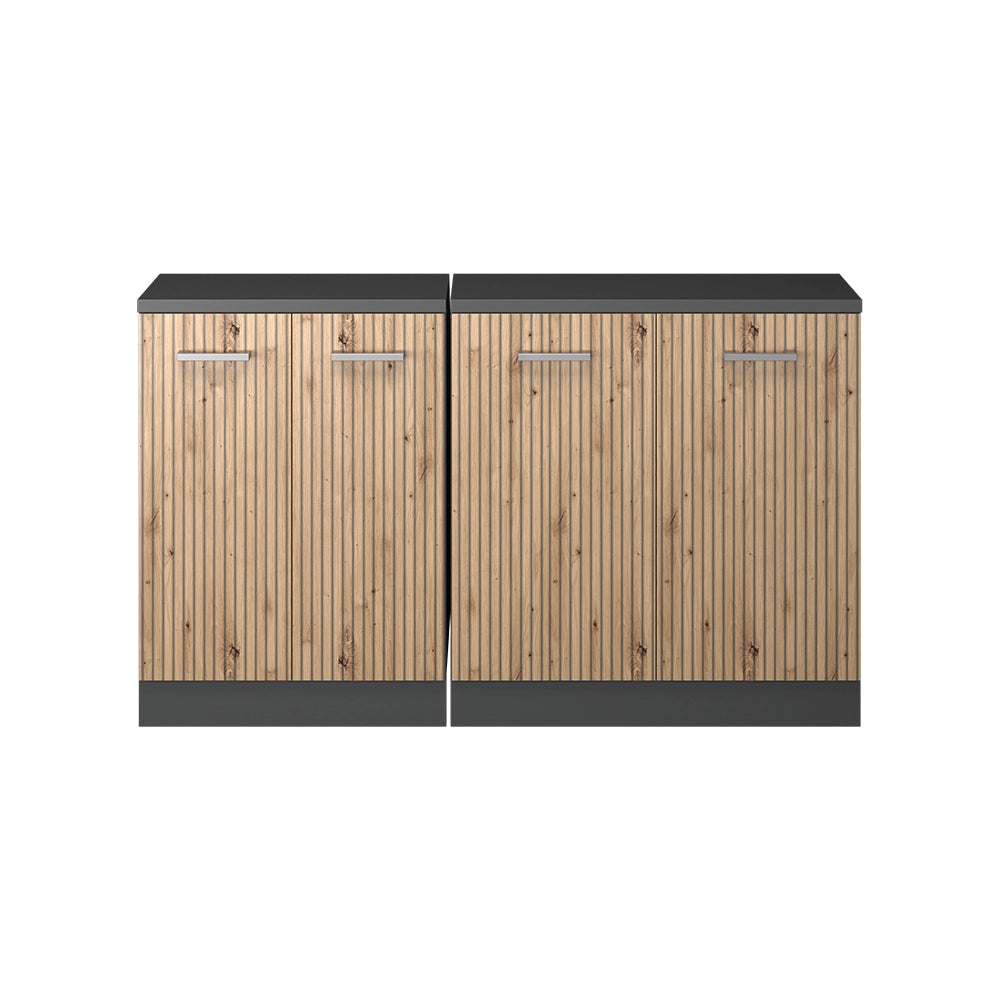 Set di mobili sottotetto Rion Rovere artigianale/Antracite 140 cm Set di 2 carcasse armadio profondità 60 cm Vicco