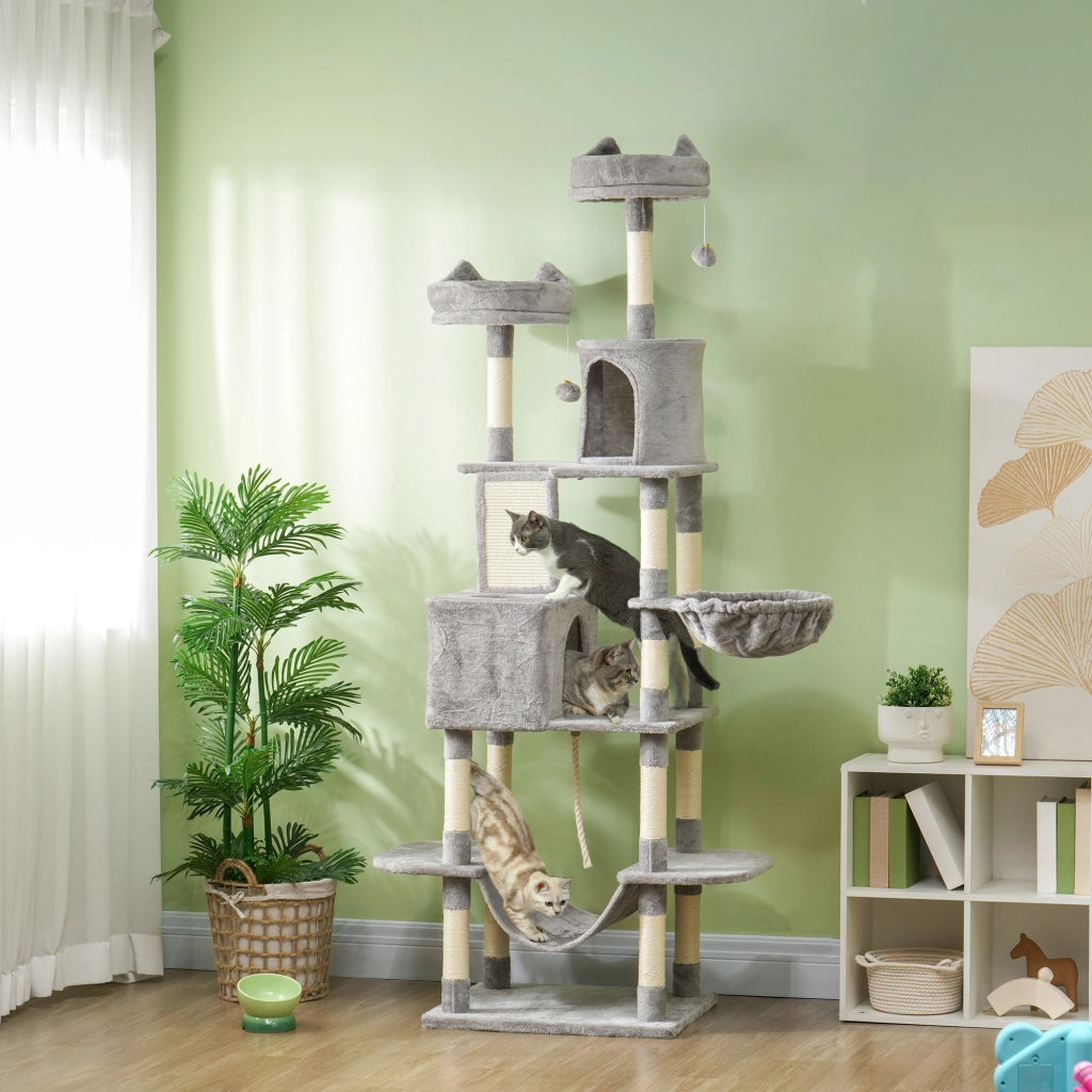 Albero tiragraffi per gatti grande ¨C zephmum ¨C grigio 206 cm