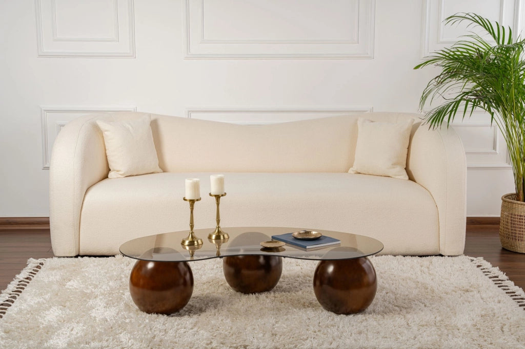 Tavolino in vetro "Sphere" - 120 x 70 x 30 cm - Marrone