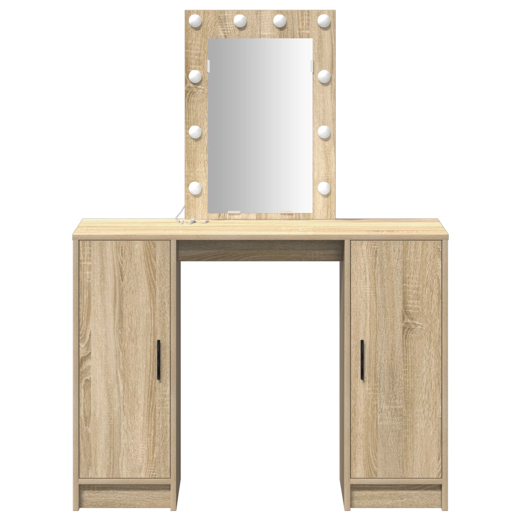 Toeletta con luci LED in rovere di Sonoma, 102x33x135 cm