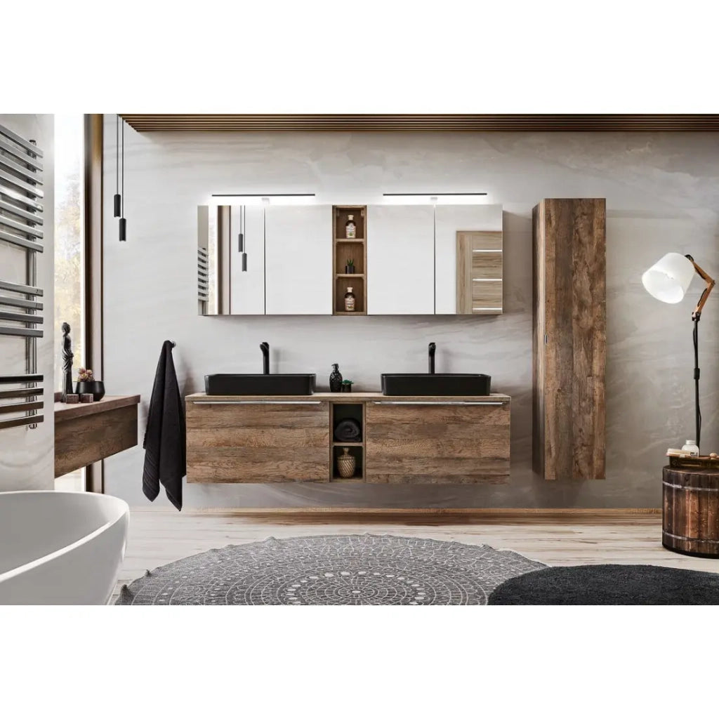 Piano lavabo VANTA rovere scuro 140 cm – Mensola da bagno