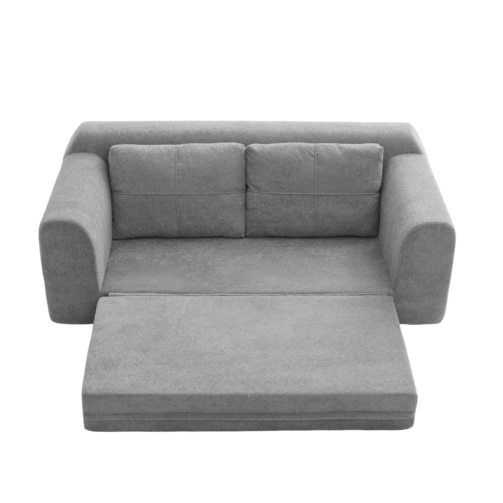 divano letto da pavimento 2 in 1 pieghevole con cuscini; funzione letto; tessuto velluto grigio scuro