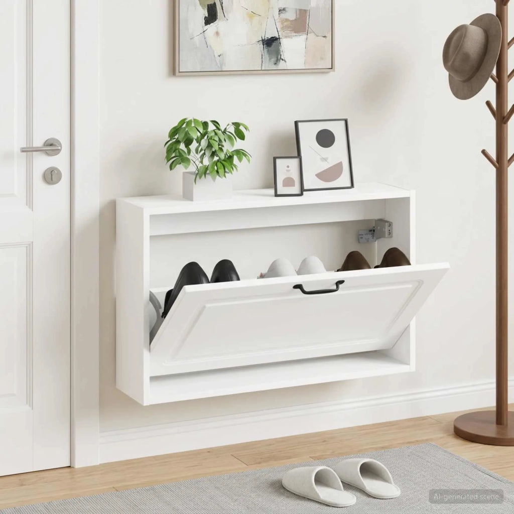 Mobiletto per Scarpe da Muro UTRECHT 71 x 17 x 43 cm Bianco 897725