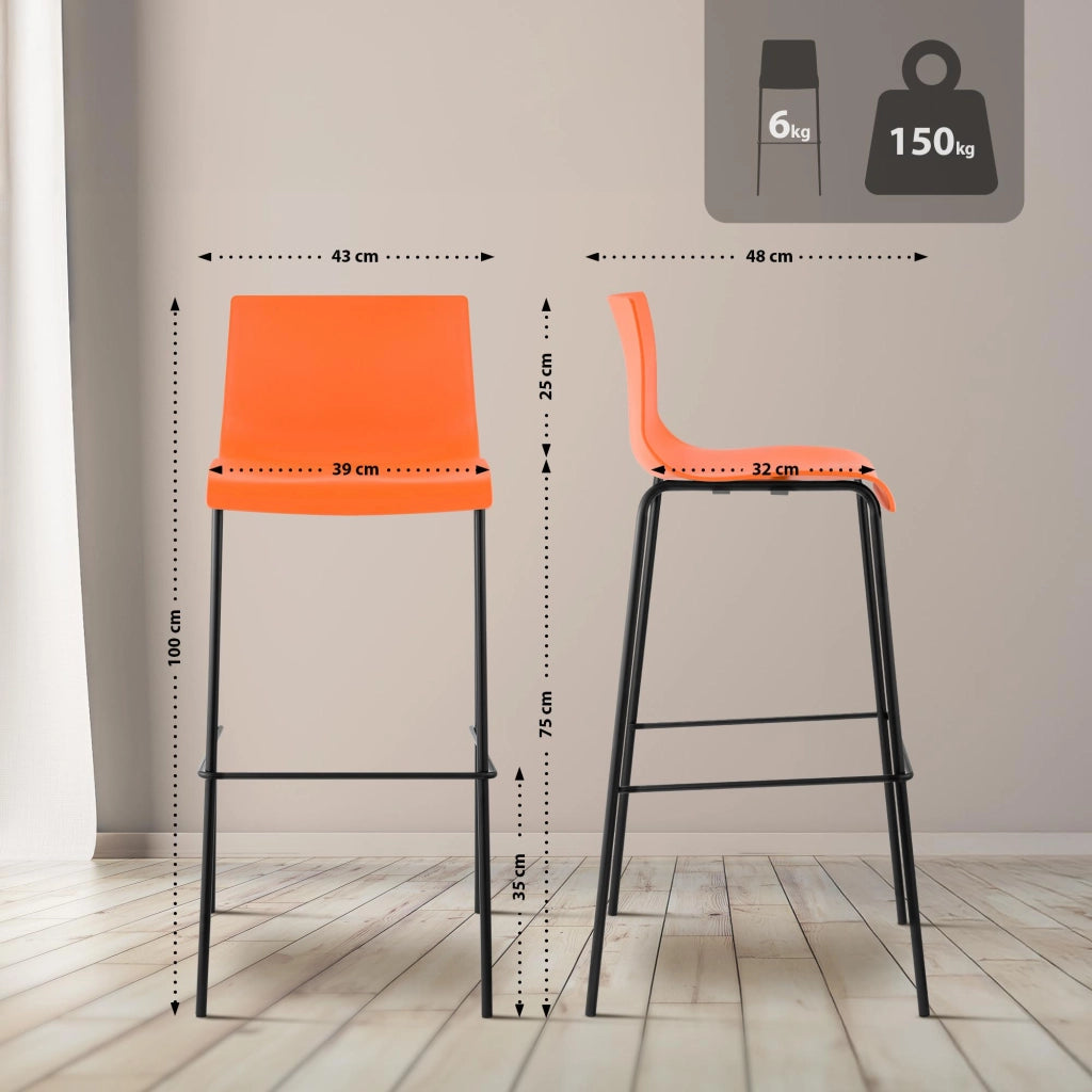 Sgabello da bar Hoover struttura a 4 piedi nero 6